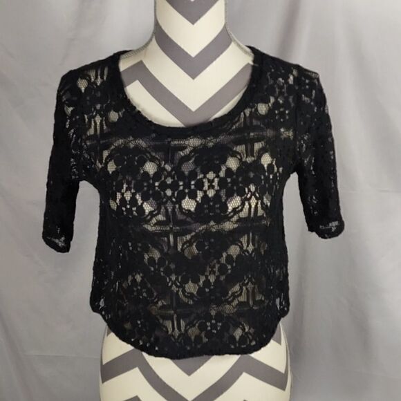 Abercrombie & Fitch Black Lace Cropped Top - Picture 1 of 6